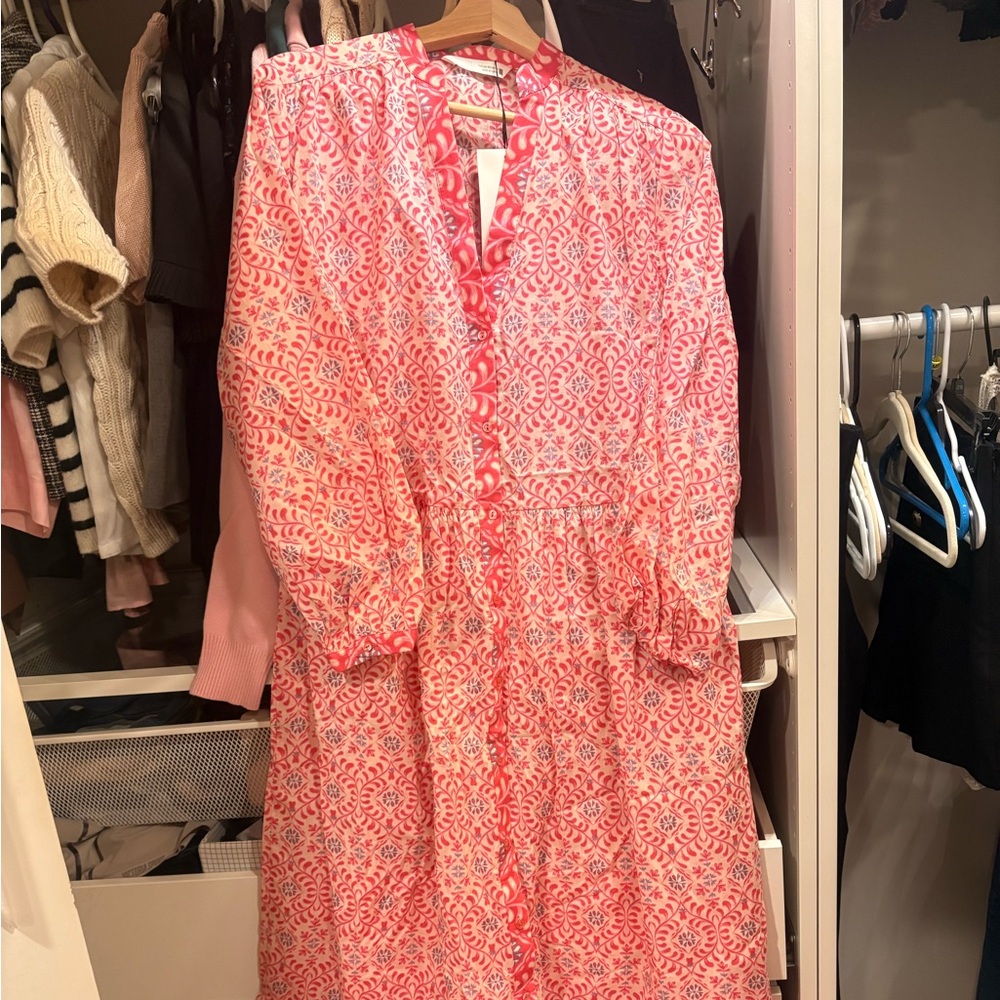 Zara Pink Patterned Long Sleeve Dress